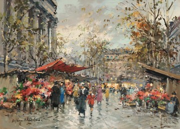 Cityscape Painting - AB flower market madeleine 2 Paris